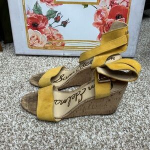 Sam Edelman Mustard Yellow Wedge Sandals